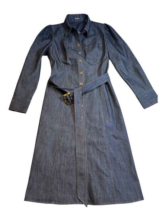 Elie Tahari Dresses & Skirts - Elie Tahari Denim Pleated Midi Shirt Dress Blue Belted Fit & Flare Size 10 NWOT